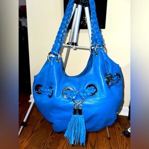Michael Kors Braided Grommet Large Shoulder Bag – Blue